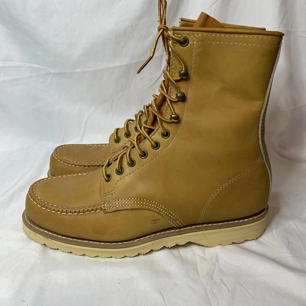 Vintage Sears Heritage Leather Soft Moc Toe Lace Up Boots Style 86255. Size 9D